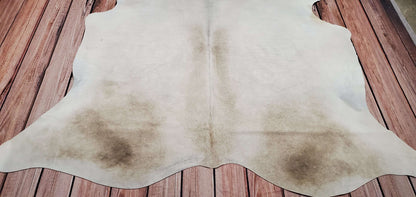 Natural Cream With Tan Edges Cowhide Rug 7ft X 6.6ft