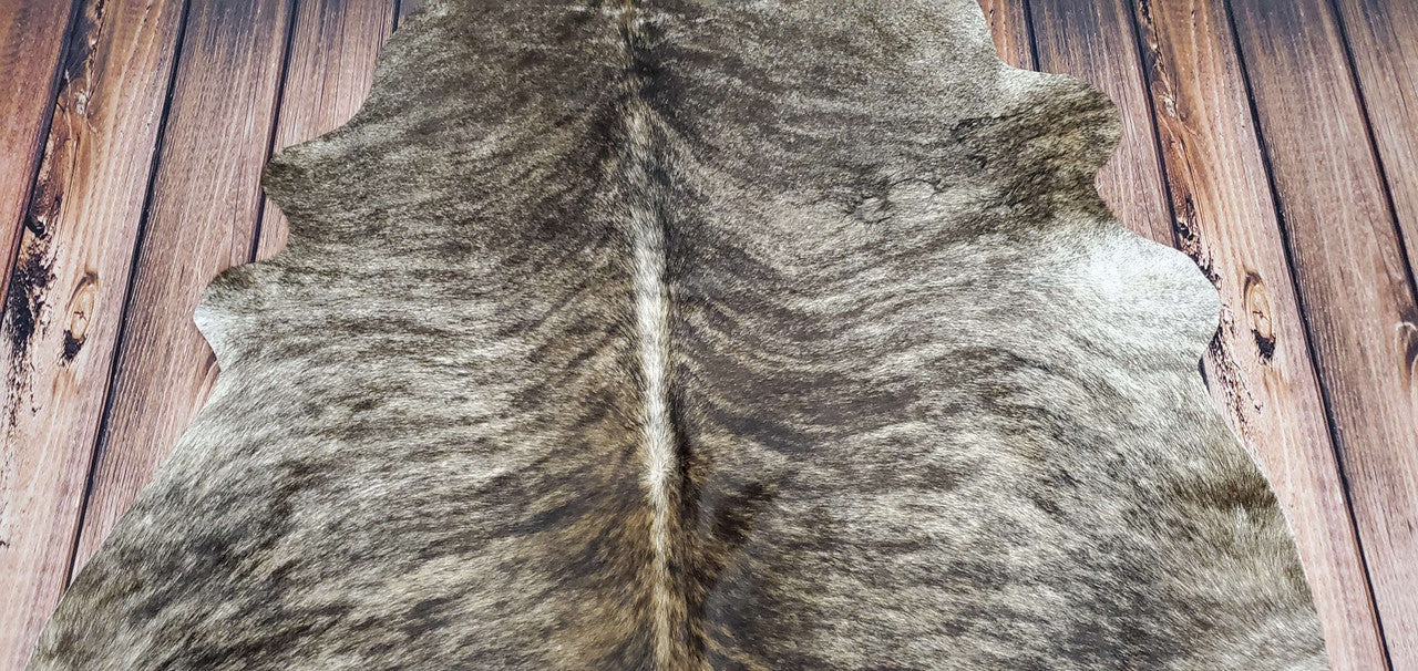 Brindle Cowhide Rug Grey White 7.3ft x 7ft