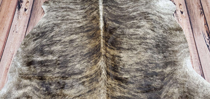 Brindle Cowhide Rug Grey White 7.3ft x 7ft