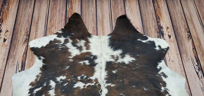 Cowhide Rug Real Dark Brown Tricolor 6ft x 6ft