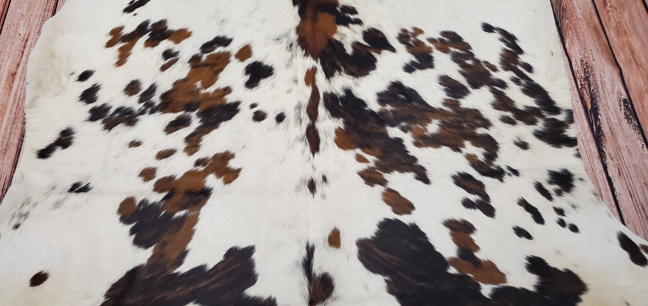 TriColor Cowhide Rug Brazilian 7ft X 7ft