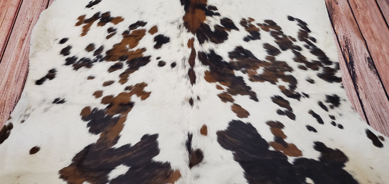 TriColor Cowhide Rug Brazilian 7ft X 7ft