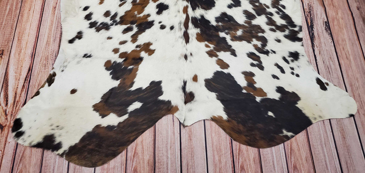 TriColor Cowhide Rug Brazilian 7ft X 7ft