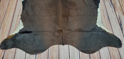 Exotic Dark Brown Black Cowhide Rug 7.2ft x 6.5ft