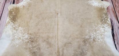 Brazilian Beige White Cowhide Rug 6.4ft x 6ft