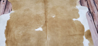 Palomino Brown White Cowhide Rug 7ft x 6ft