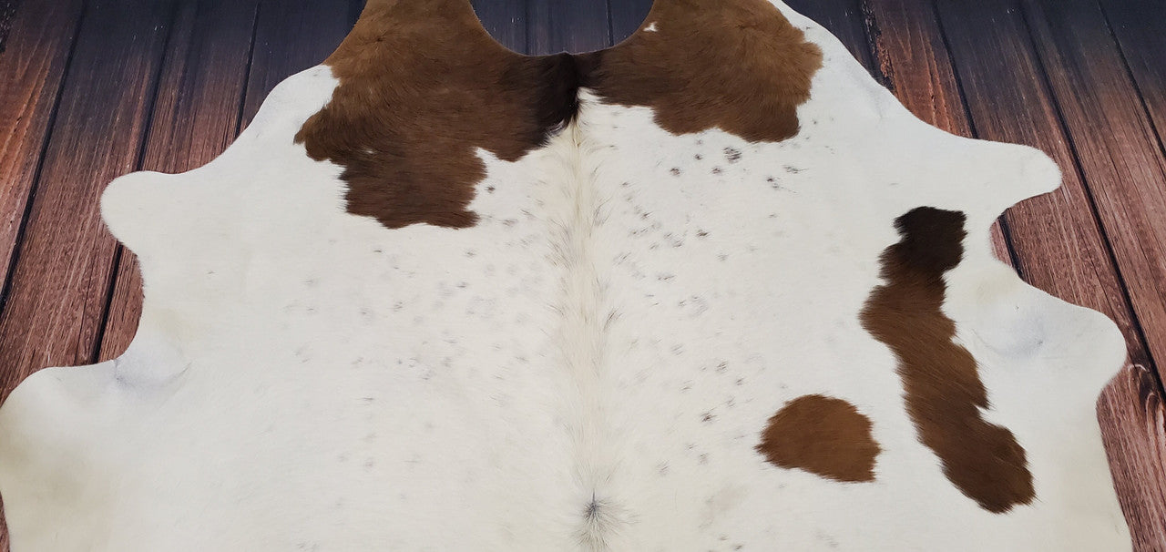 Spotted Brown White Cowhide Rug 7ft x 6ft