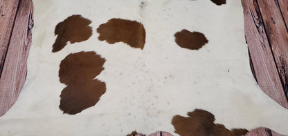 Spotted Brown White Cowhide Rug 7ft x 6ft