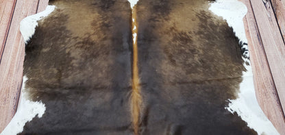 Small Cowhide Rug Dark Tricolor 6ft x 5ft