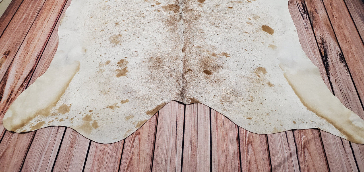 Salt And Pepper Cowhide Rug Brown White 7.6ft x 6.4ft