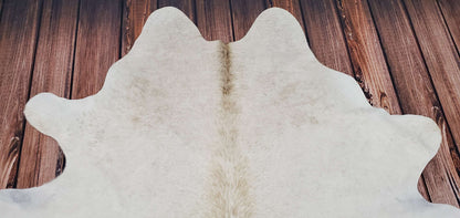 Cream White Cowhide Rug 7ft x 6ft