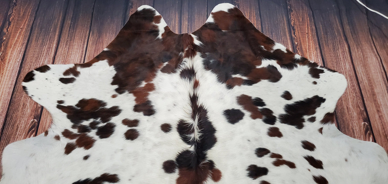 Spotted Tricolor Cowhide Rug 7ft x 6.6ft