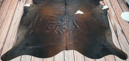 Natural Cowhide Rug Dark Brown Black 6.4ft x 6.3ft
