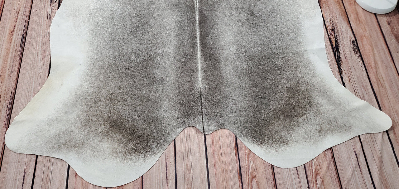 Natural Dark Gray Ivory Cowhide Rug 6.8ft x 6.5ft