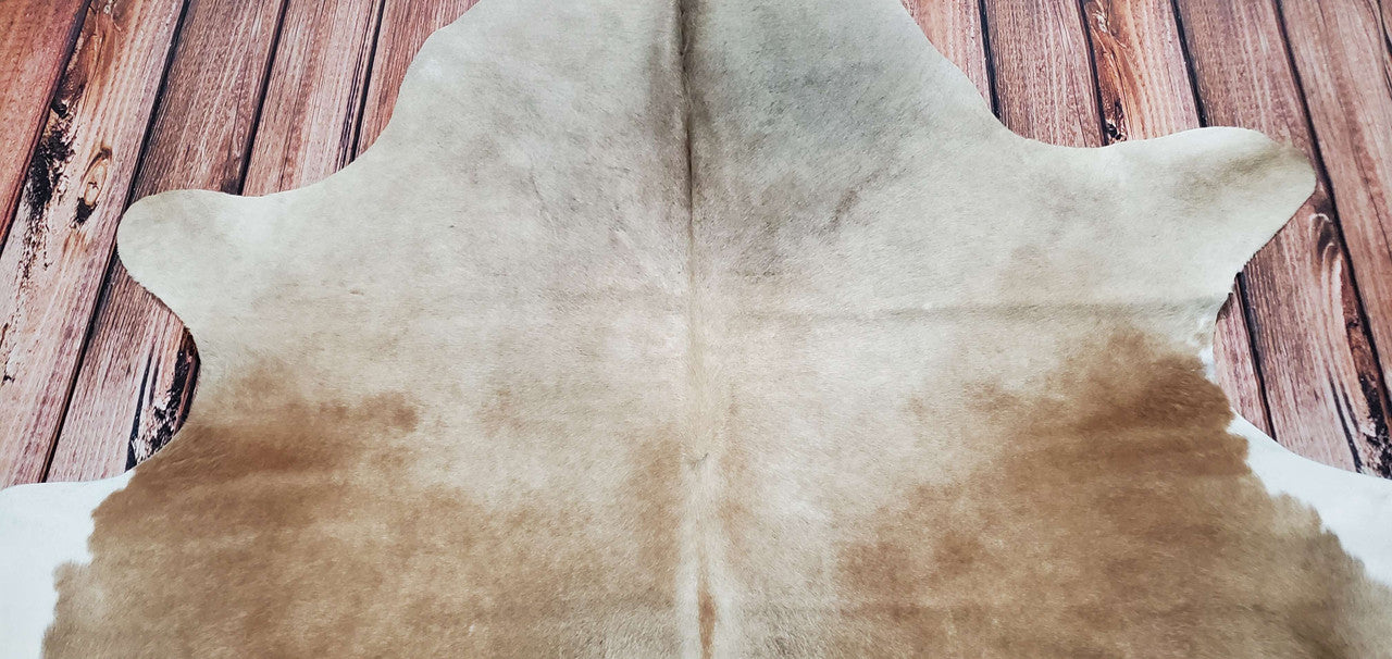 Brazilian Beige Brown Cowhide Rug 7ft x 6.2ft