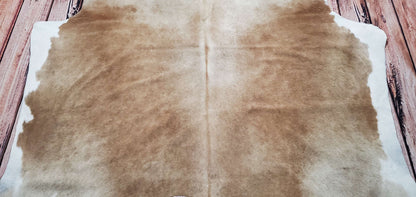 Brazilian Beige Brown Cowhide Rug 7ft x 6.2ft