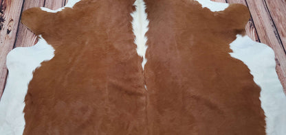 Medium Brown Hereford Cowhide Rug 7ft x 6.6ft