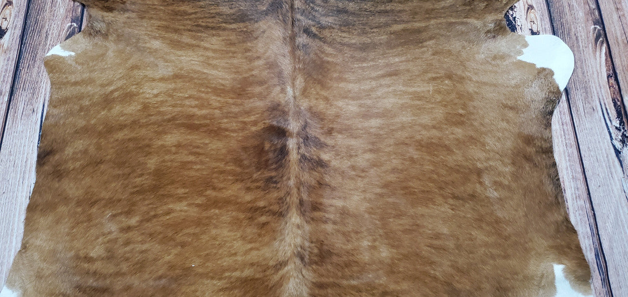 Cowhide Rug Taupe Brown Brindle 6.5ft x 6.2ft