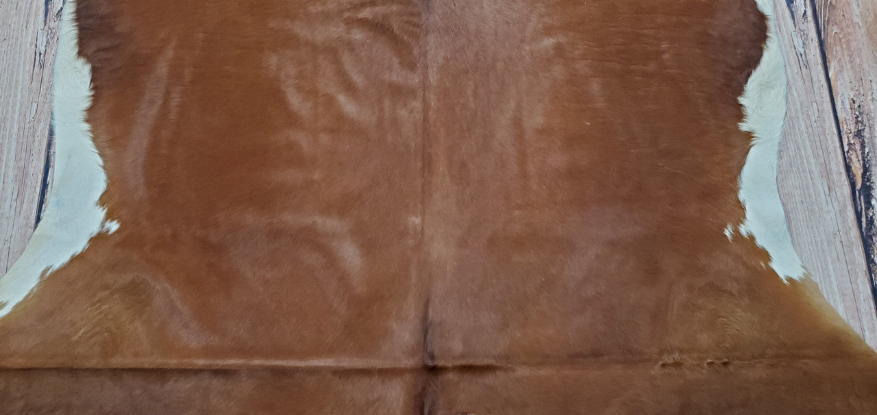 Solid Brown Hereford Cowhide Rug 6.6ft x 6ft