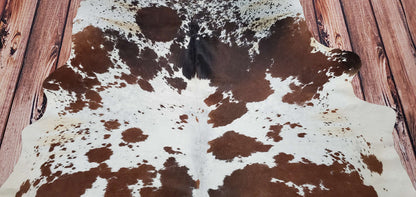 Spotted Brown White Cowhide Rug 7.5ft x 6.1ft