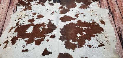 Spotted Brown White Cowhide Rug 7.5ft x 6.1ft