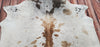 Brown White Speckled Cowhide Rug 6.2ft x 6.6ft.