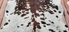 Extra Large Spotted Copper Brown White Cowhide Rug 7.5ft x 6.1ft