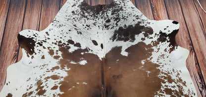 Natural Brown White Cowhide Rug 6.8ft X 6.5ft