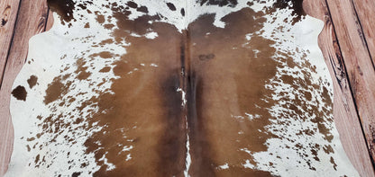 Natural Brown White Cowhide Rug 6.8ft X 6.5ft