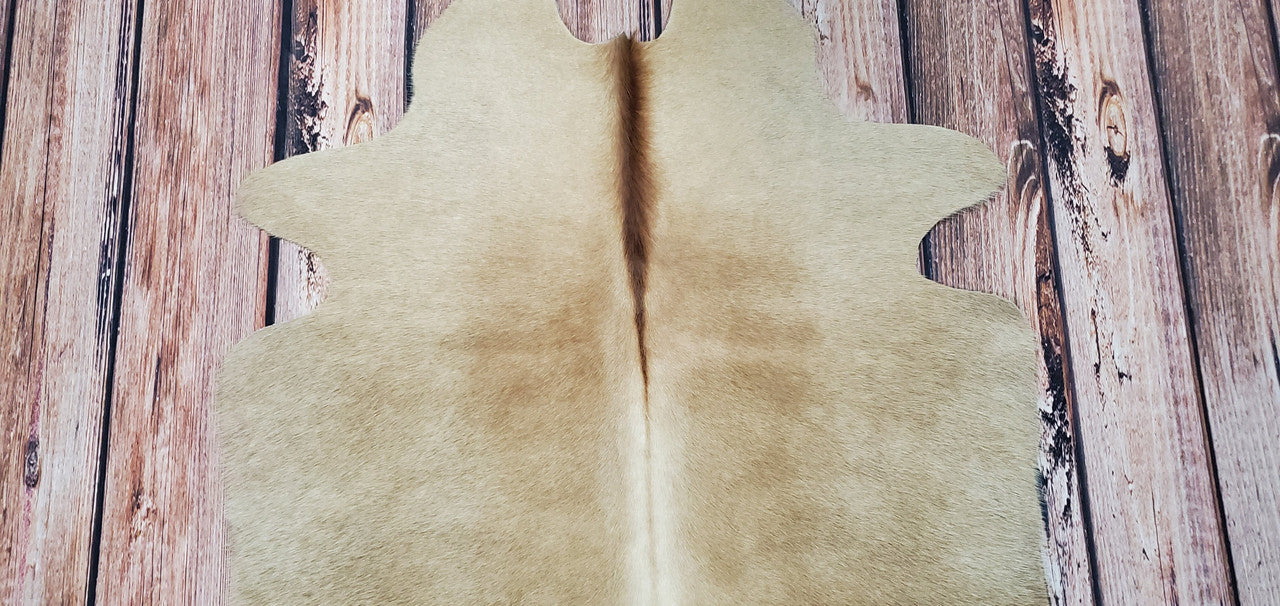 Extra Small Cowhide Rug Beige 4ft x 3.7ft