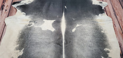 Dark XL Cowhide Rug Grey White 7.9ft x 6.5ft