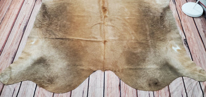 Brazilian Champagne Beige Brown Cowhide Rug 7.5ft x 6.8ft
