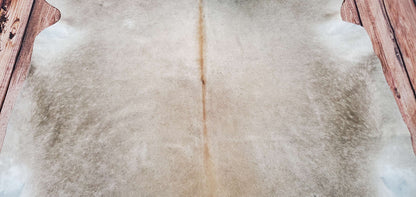 Natural Light Beige Cowhide Rug 6.6ft x 6ft