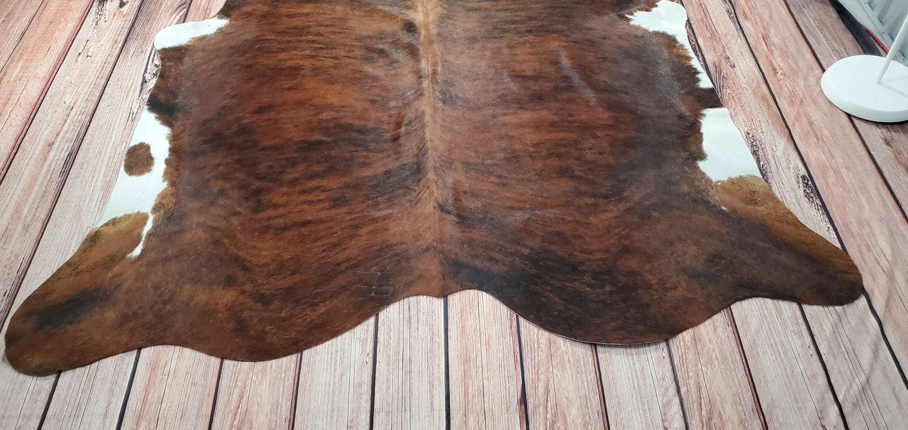 Brindle Black Brown Cowhide Rug 6.8ft x 6ft