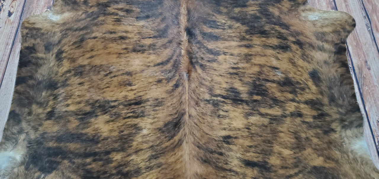 Brindle Dark Brown Black Cowhide Rug 7ft x 6.1ft