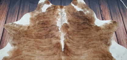 Brazilian Brindle White Belly Cowhide Rug 7ft x 6.6ft