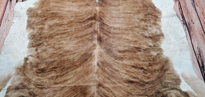 Brazilian Brindle White Belly Cowhide Rug 7ft x 6.6ft