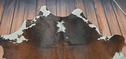 Tricolor Brindle Cowhide Rug 7ft x 6.8ft