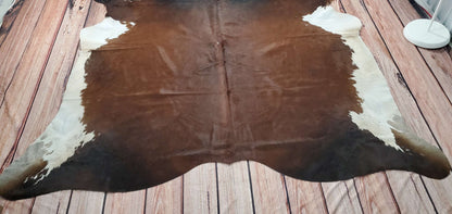 Tricolor Brindle Cowhide Rug 7ft x 6.8ft