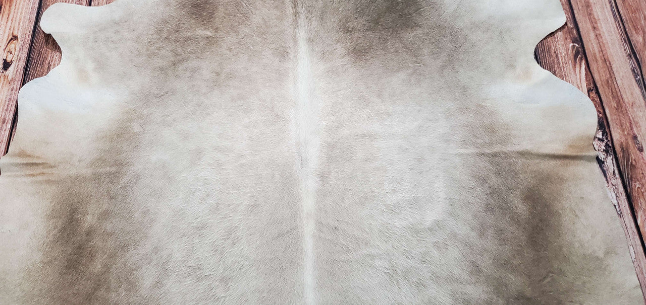 Rustic Champagne White Cowhide Rug 7.3ft x 6.5ft