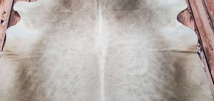 Rustic Champagne White Cowhide Rug 7.3ft x 6.5ft
