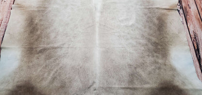 Rustic Champagne White Cowhide Rug 7.3ft x 6.5ft