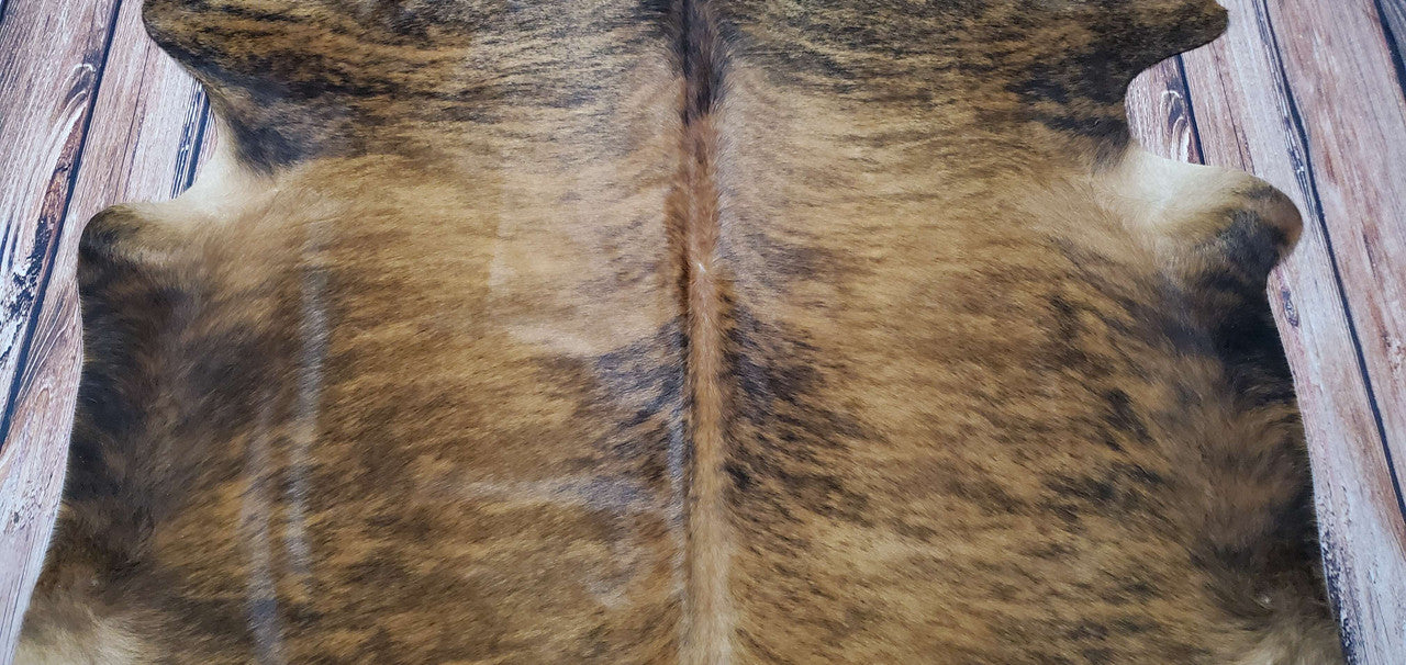 Extra Large Brown Black Brindle Cowhide Rug 7.5ft x 6ft