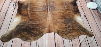 Extra Large Brown Black Brindle Cowhide Rug 7.5ft x 6ft