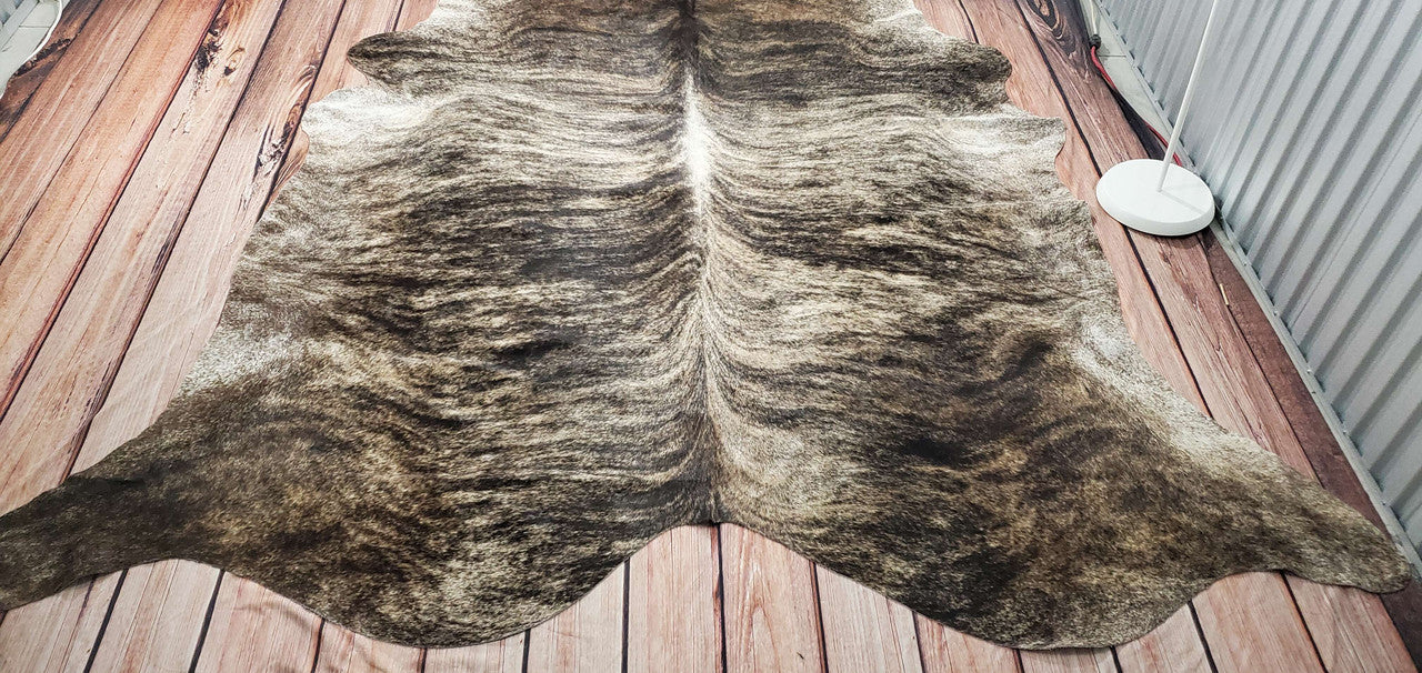 Large Cowhide Rug Tan Brindle 8.3ft x 8ft