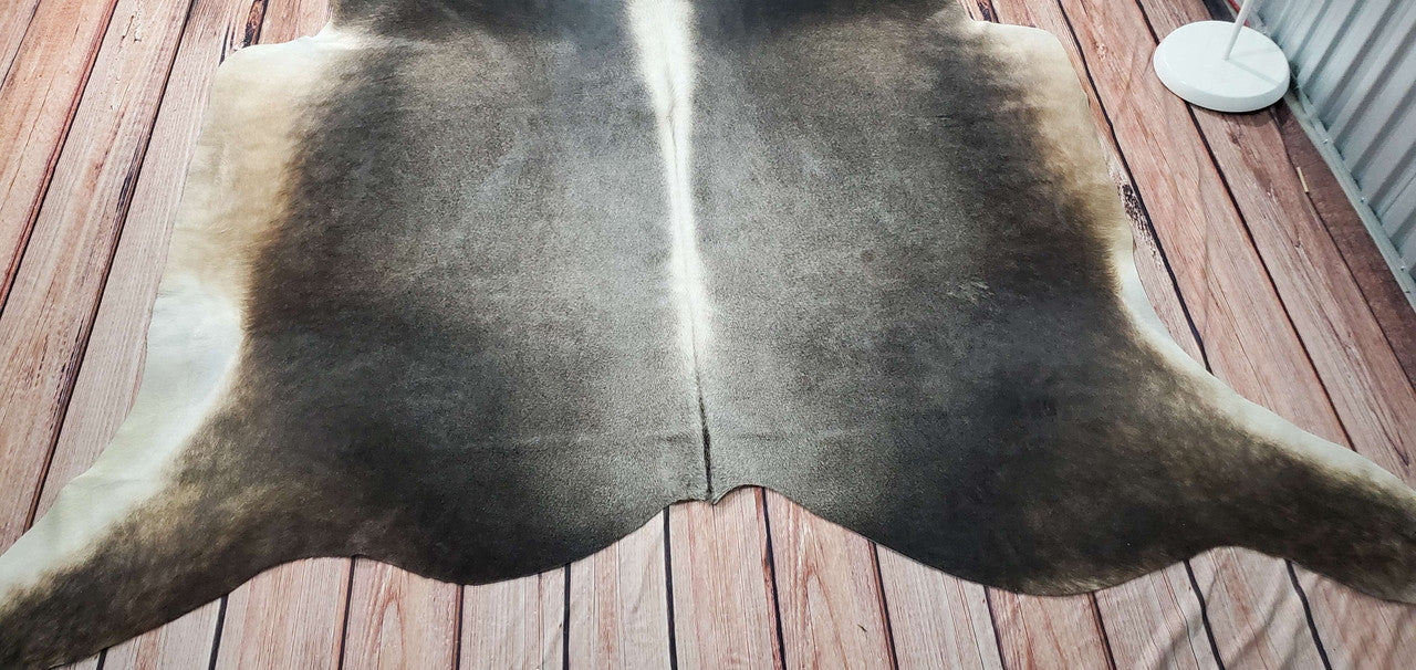 Luxurious Dark Grey Cowhide Rug Brazilian 7.5ft x 7.4ft