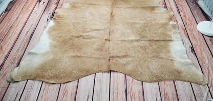 Brazilian Light Brown Tan Cowhide Rug 6.2ft x 6.2ft