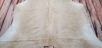 Solid Beige Cowhide Rug 6.6ft x 6.5ft