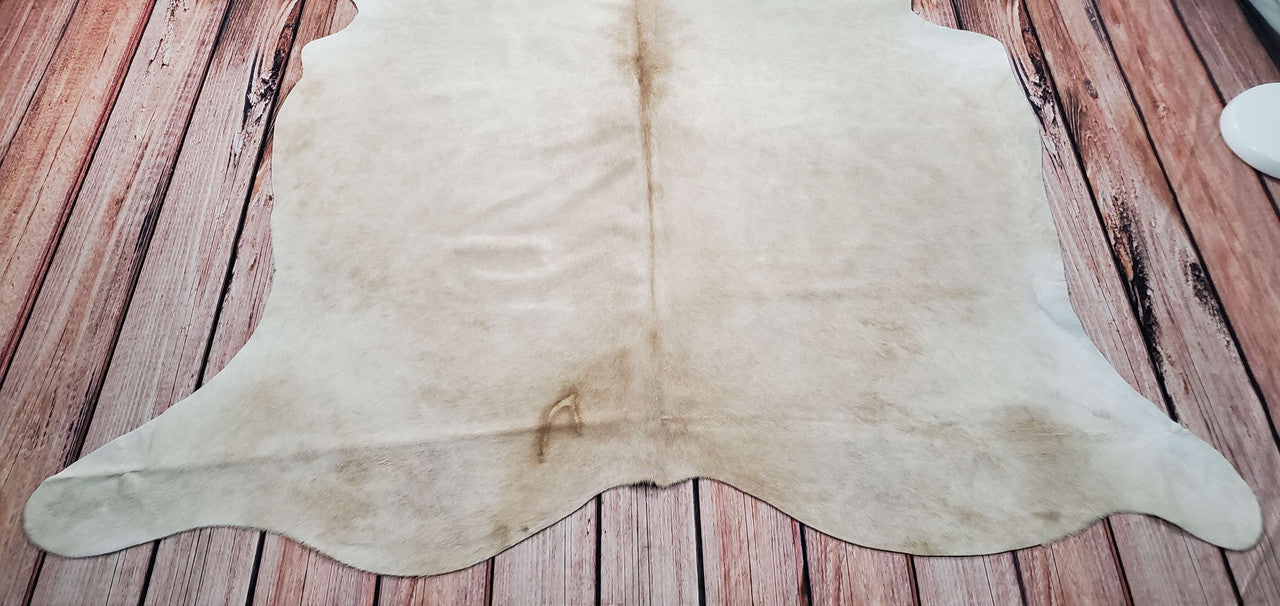 Light Beige Cowhide Rug 6.6ft x 6ft