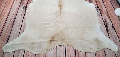 Light Beige Cowhide Rug 6.6ft x 6ft